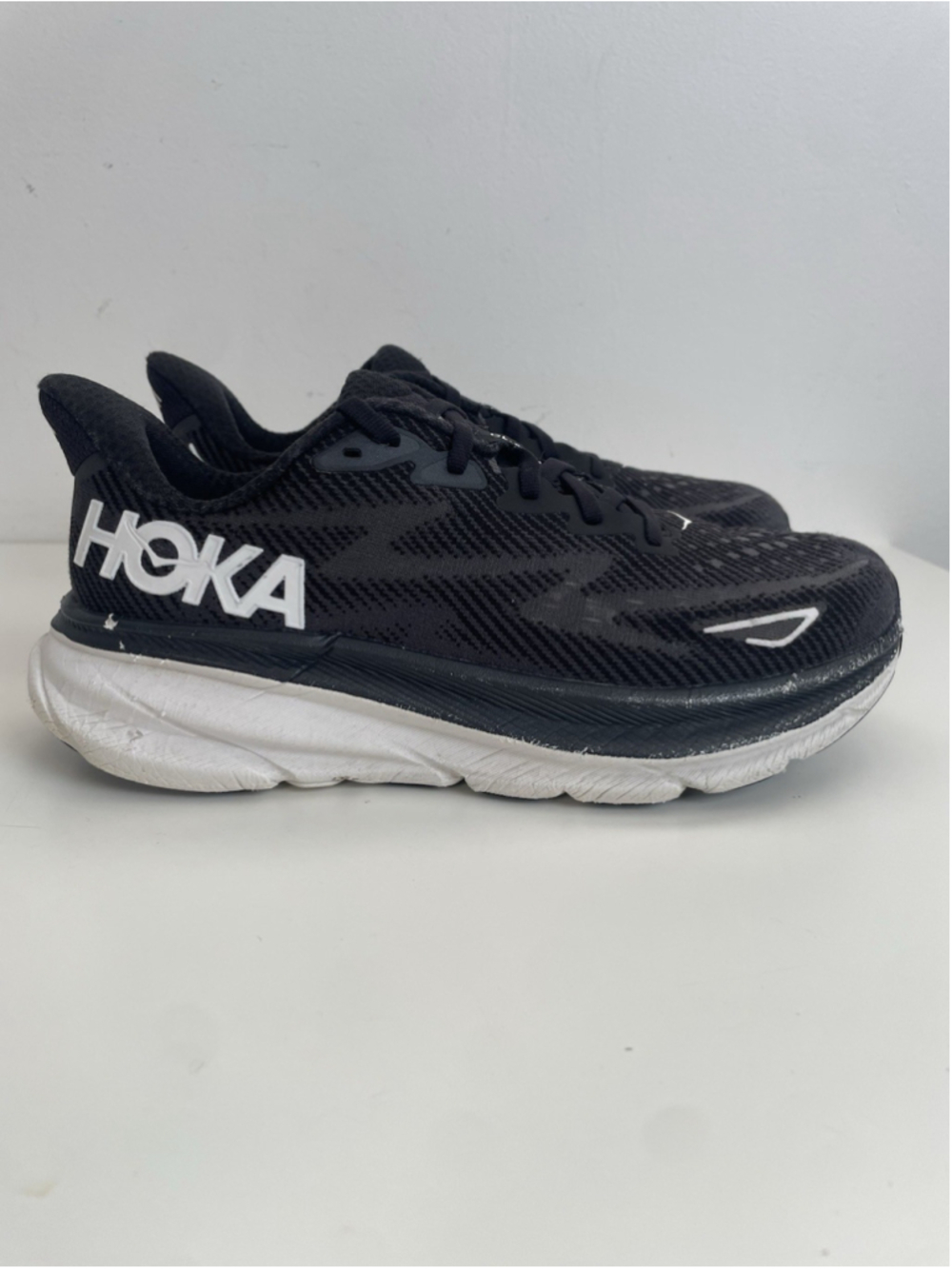 HOKA Black and White Women's Athletic Running Shoes